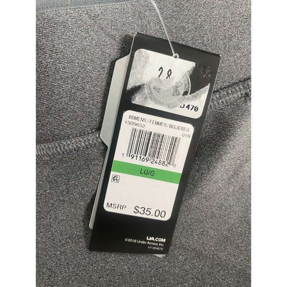 NWT $35 Under Armour HeatGear Capri Leggings Womesn Size L Gray Yoga Gym - Picture 3 of 6